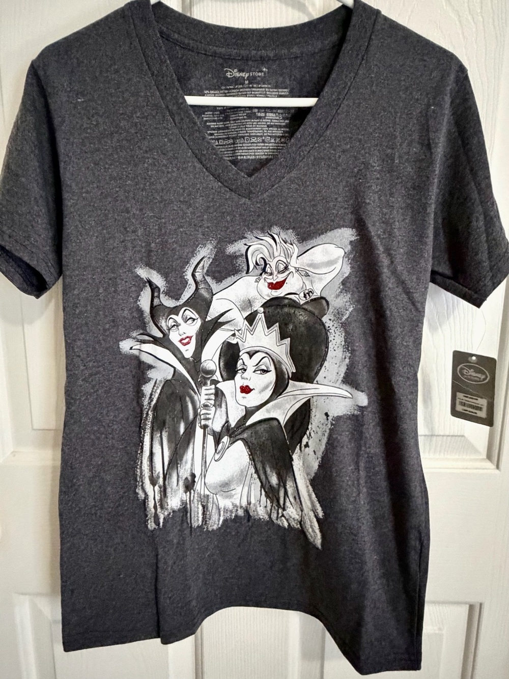NWT Disney Charcoal V-Neck Tee with Villains Graphic